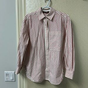 Maje Red and White Striped Casual Shirt